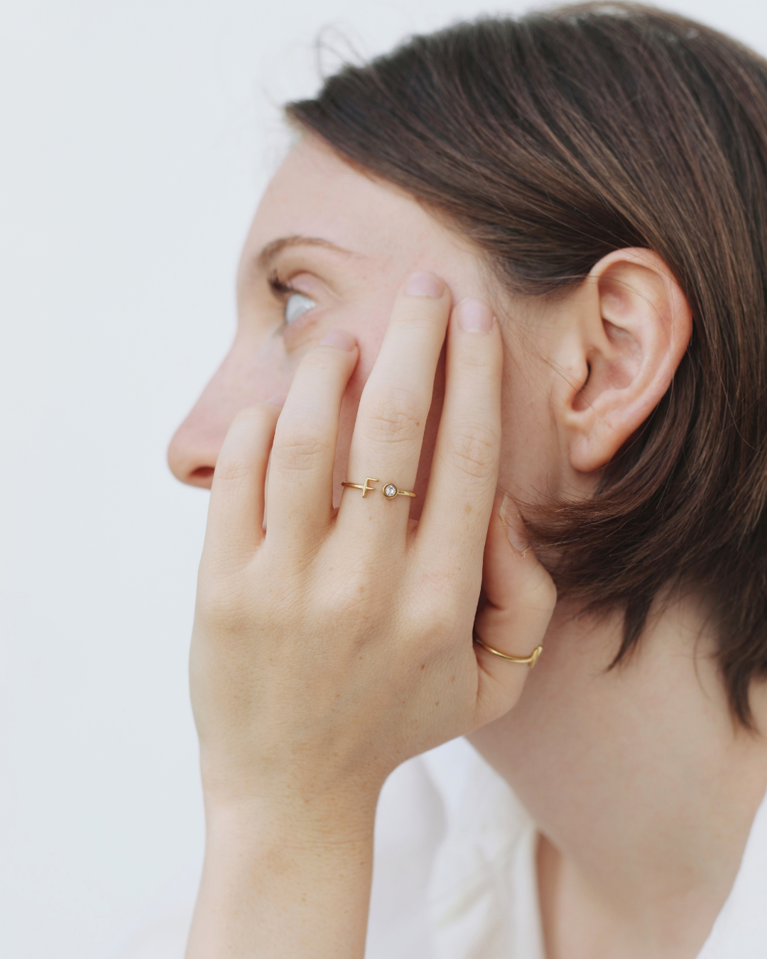 Bague Initiale I Lettre Dorée avec Zircon