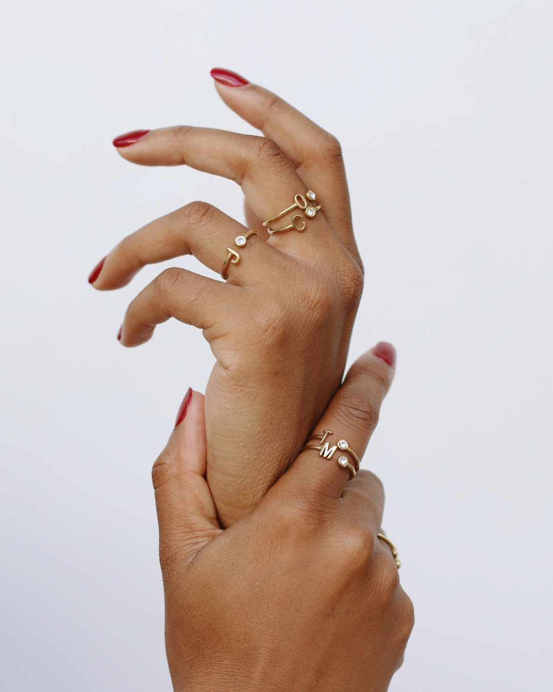 Bague Initiale I Lettre Dorée avec Zircon