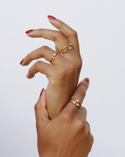 Bague Initiale I Lettre Dorée avec Zircon