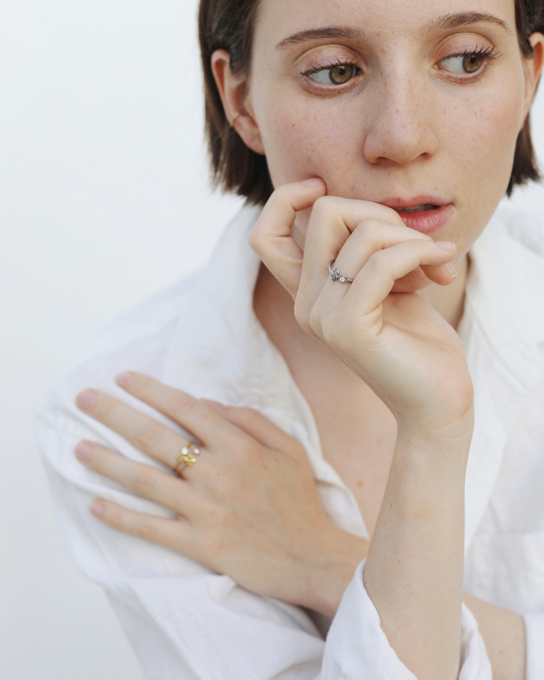 Bague Initiale I Lettre Argentée avec Zircon