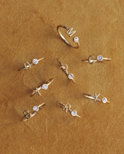 Bague Initiale I Lettre Dorée avec Zircon