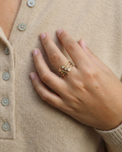 Bague Initiale I Lettre Dorée avec Zircon