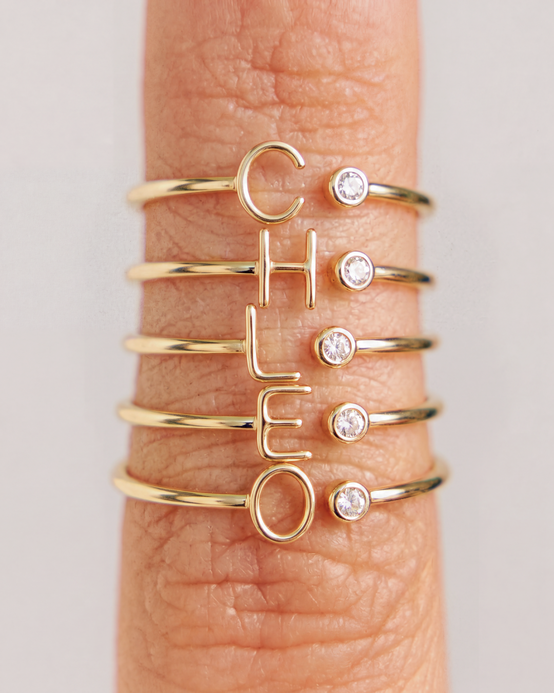 Bague Initiale I Lettre Dorée avec Zircon