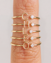 Bague Initiale I Lettre Dorée avec Zircon